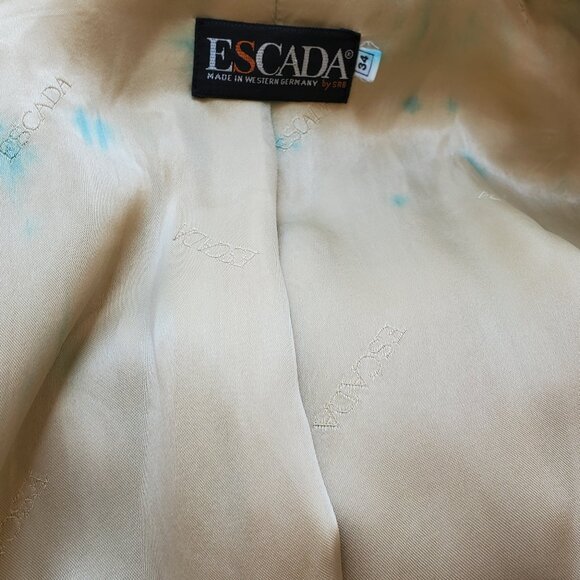 Escada 34 wool silk jacket coat blazer blue purple white ivory dyed small 4 6 8 - Picture 7 of 9